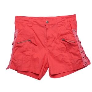 Helium London Side Laced Shorts Womens Large Red 6-Pocket Utility Cargo